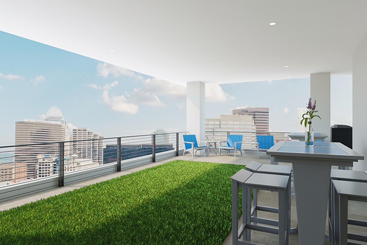 A rendering of the community rooftop greenspace