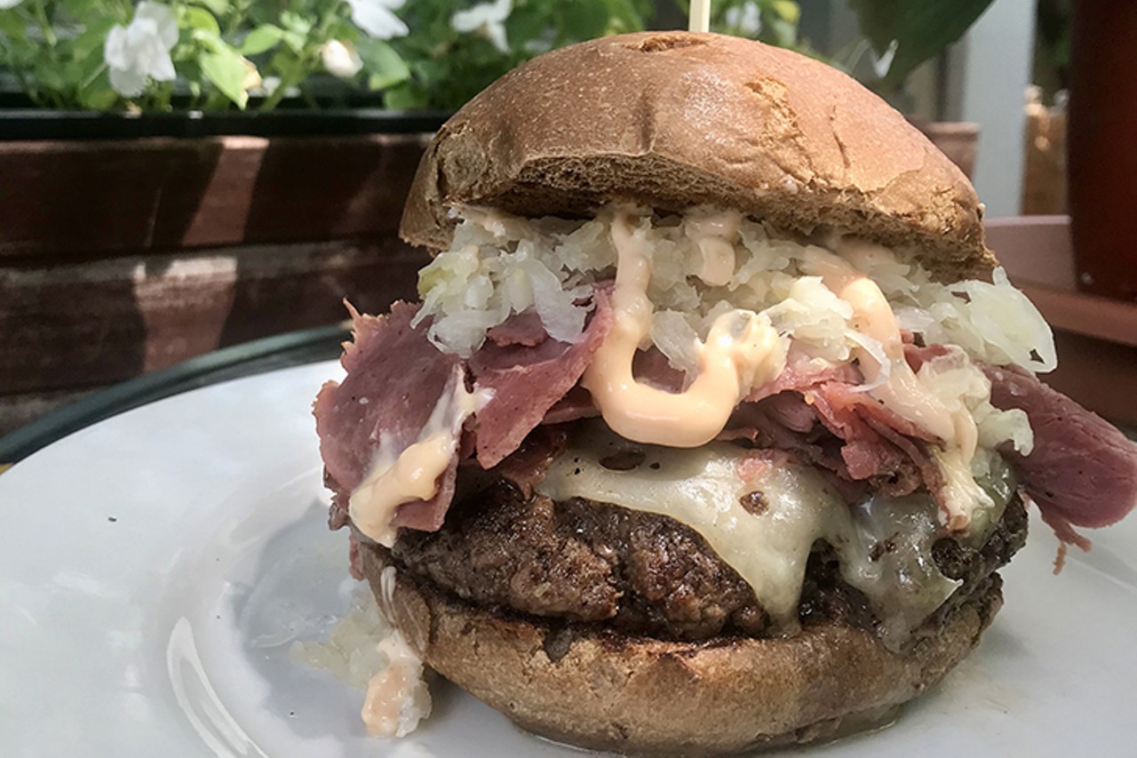 Mecklenburg Gardens
The Reuben Burger: Handmade beef patty with corned beef, sauerkraut, Swiss cheese and 1000 Island dressing on a rye bun, served with housemade Saratoga chips 
Photo: Provided