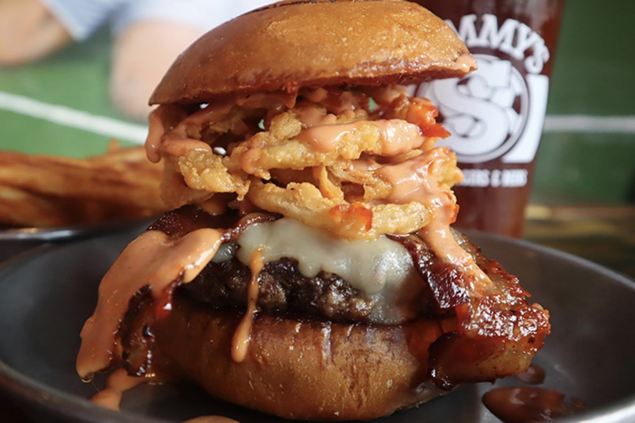 Sammy's
4767 Creek Road, Blue Ash
THE SMOKE BURGER
: Signature blend burger topped with house-made barbecue ranch sauce, onion straws, cheddar cheese and bacon