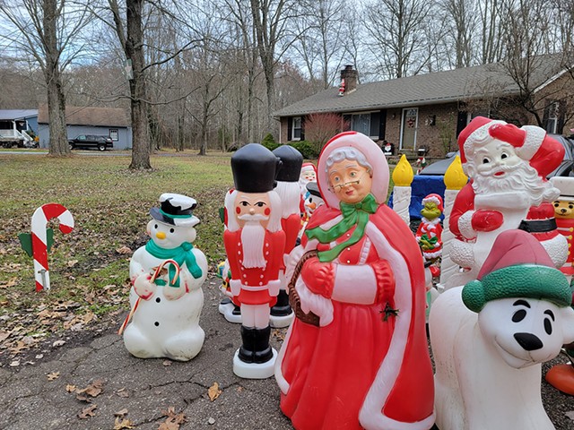 Jason Dunham of Clermont County has a giant collection of glowing holiday-themed blow molds.
