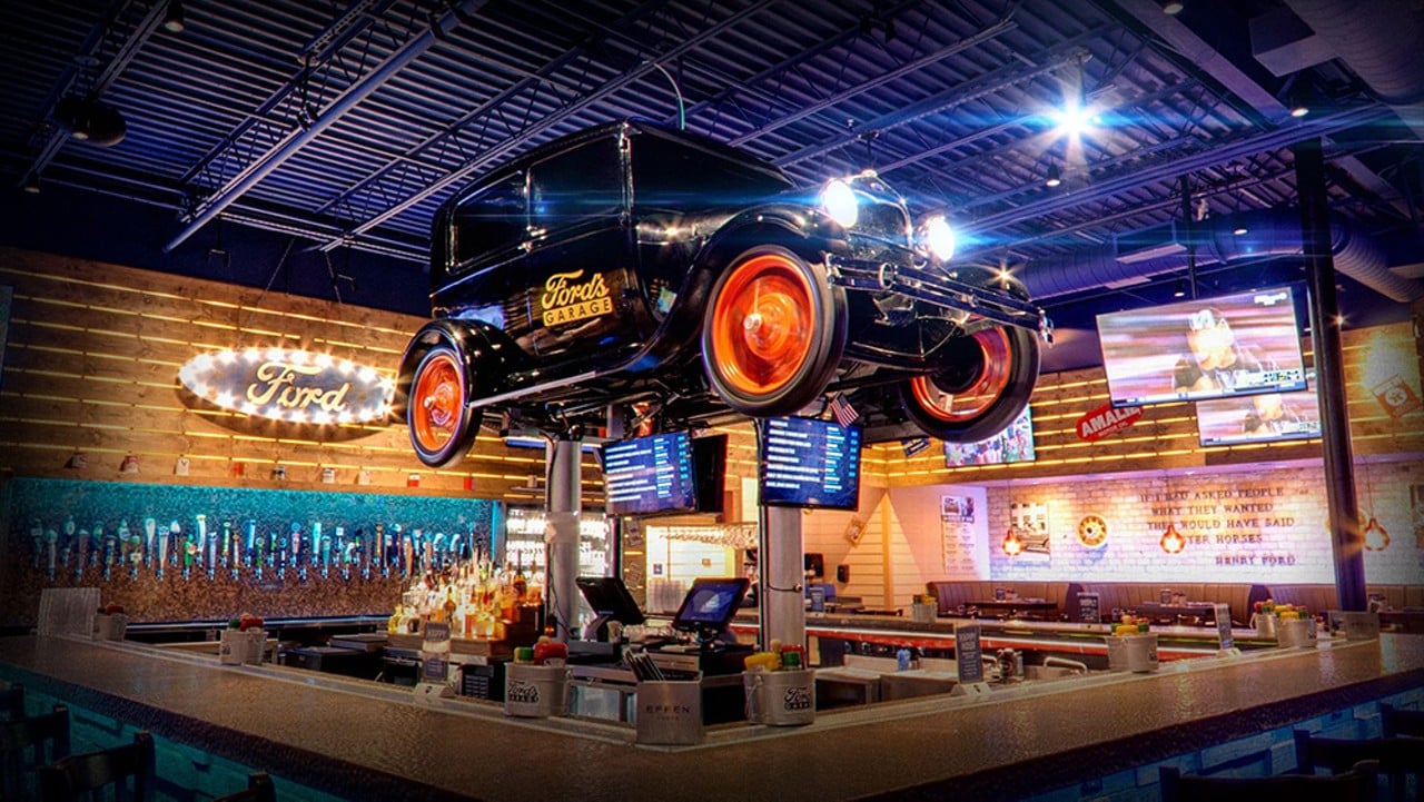 Ford's Garage
2692 Madison Road Suite 115, Norwood
This Florida-based beer-and-burger chain with a tie to Henry Ford — as in the Ford Motor Company — recently opened in Rookwood Commons & Pavilion. Ford's Garage, based out of Fort Myers, Florida — where Henry Ford had a winter home — is an official licensee of the Ford Motor Company and plays off that aspect by channeling a "1920s service station/prohibition bar" vibe. The menu is focused on black angus beef burgers. According to the restaurant, the burgers are dressed with "natural aged cheeses, fresh toppings, and sauces on artisan buns branded with the Ford’s Garage logo."