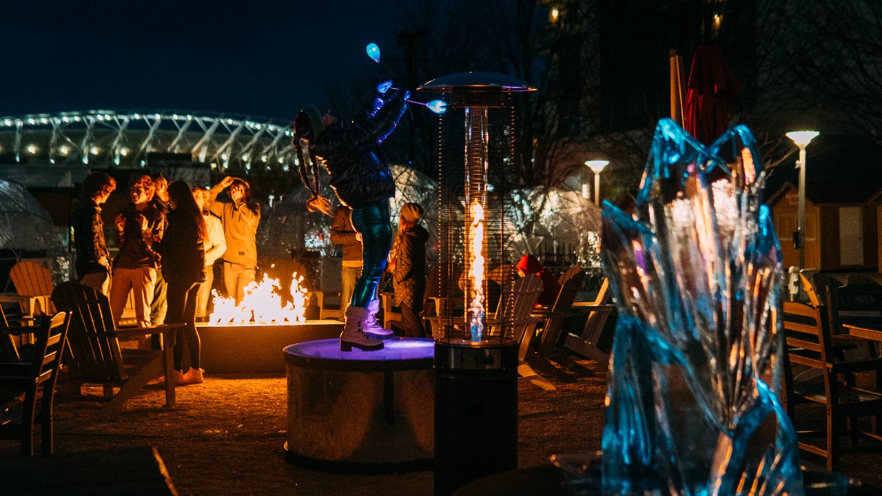 Enjoy the Fusion of Opposites at Moerlein Lager House’s Fire & Ice Event
115 Joe Nuxhall Way, The Banks
Warm up a bit this winter with a fusion of opposites at Moerlein Lager House’s Fire & Ice weekends. Every Friday, Saturday and Sunday until Feb. 18, Fire & Ice guests can enjoy fire performers, drink luges at the Ice Bar, ice displays, fire pits and live ice carving demonstrations. Moerlein will also still have heated dining igloos available to rent, as well as the four-lane Ice Slide that was introduced during Christkindlmarkt this past holiday season.