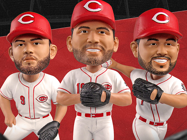 Joey Votto, Mike Moustakas and Eugenio Suarez bobbleheads from FOCO