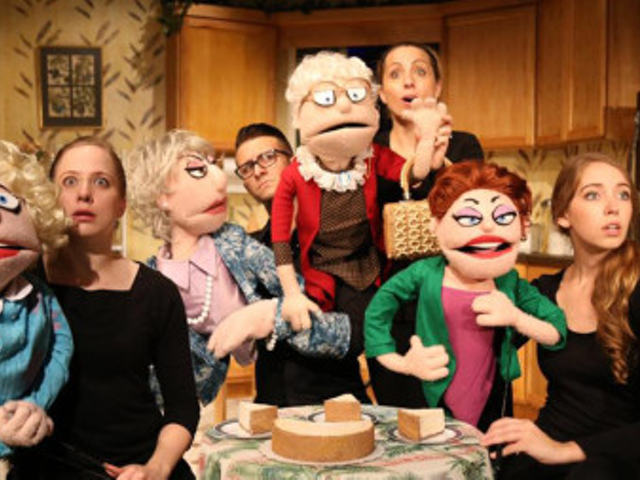 The cast of the puppet show