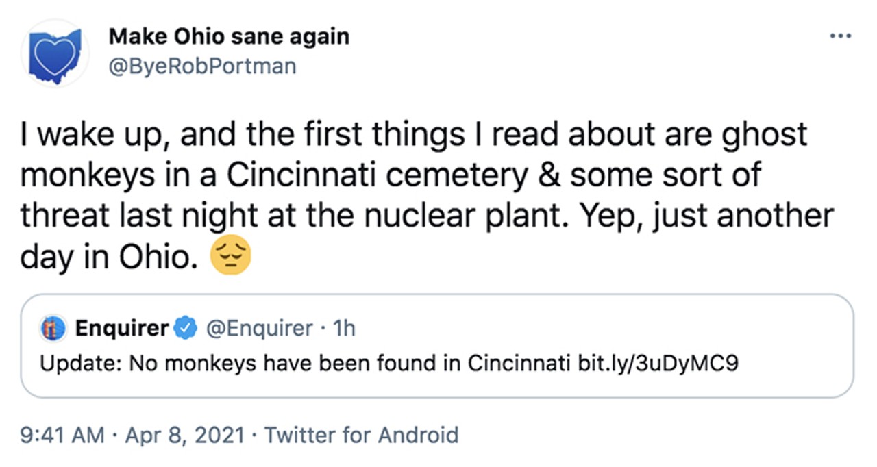 Twitter is Going Bananas Over Cincinnati's Alleged Cemetery Monkey Sightings