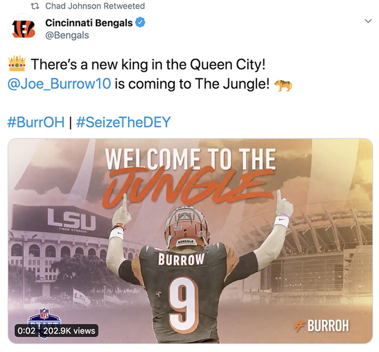Twitter Loses Its Shit Over Cincinnati Bengals Draft Pick Joe Burrow, Cincinnati