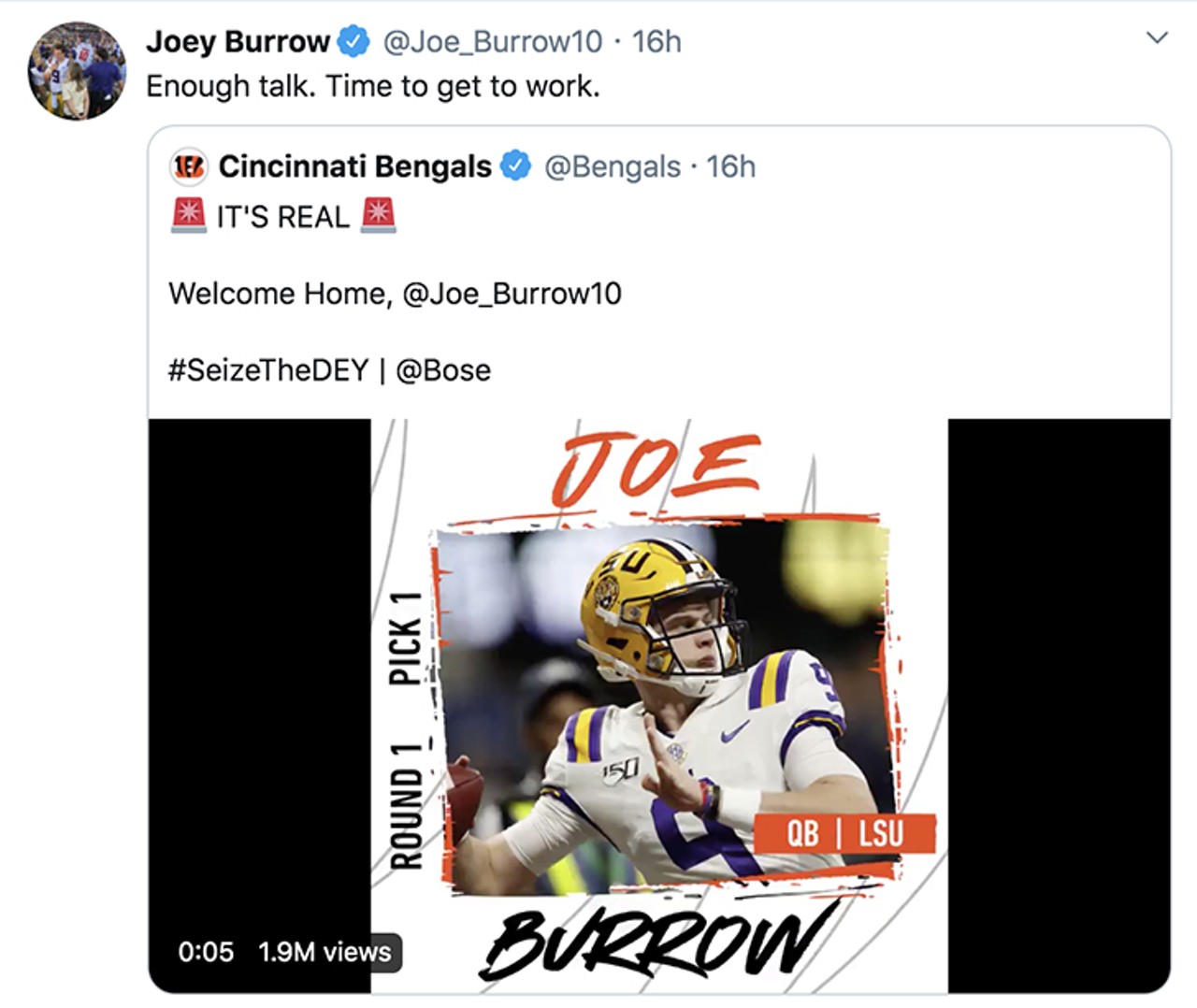 Twitter Loses Its Shit Over Cincinnati Bengals Draft Pick Joe Burrow