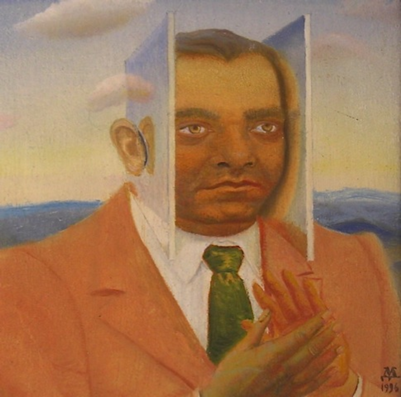 Man Who Can Only See Vertically. Oil on panel. 1996.