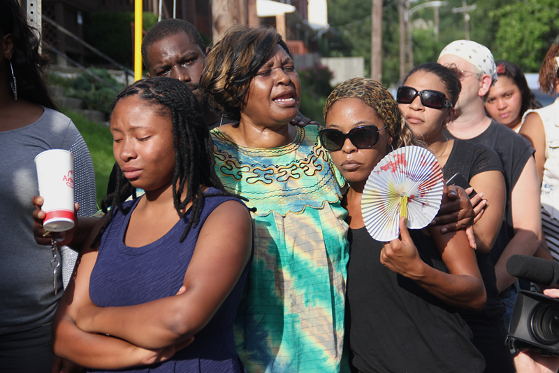 Audrey Dubose, Samuel Dubose's mother, with mourners at a July 20 vigil