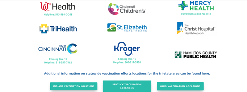 Current vaccine providers - Photo: https://healthcollab.org/testandprotectcincy/