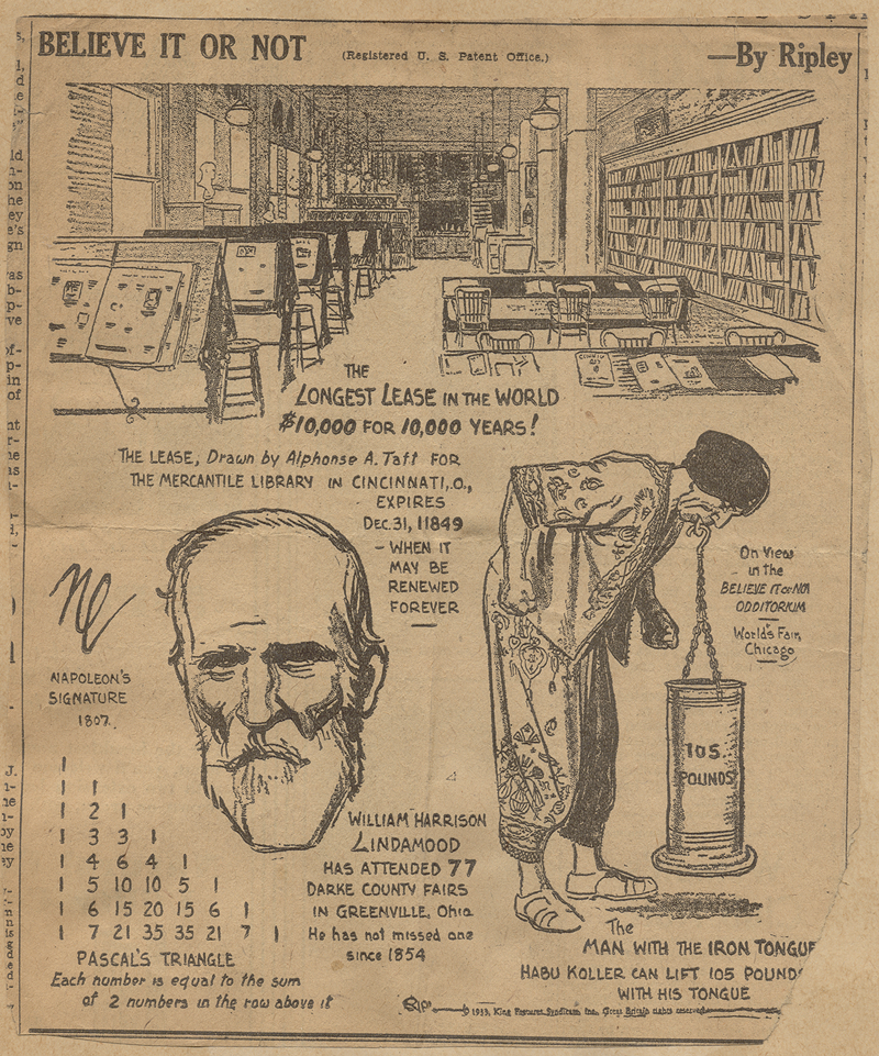 Cincinnati's Mercantile Library Featured in Ripley's Believe It or Not... in the 1930s