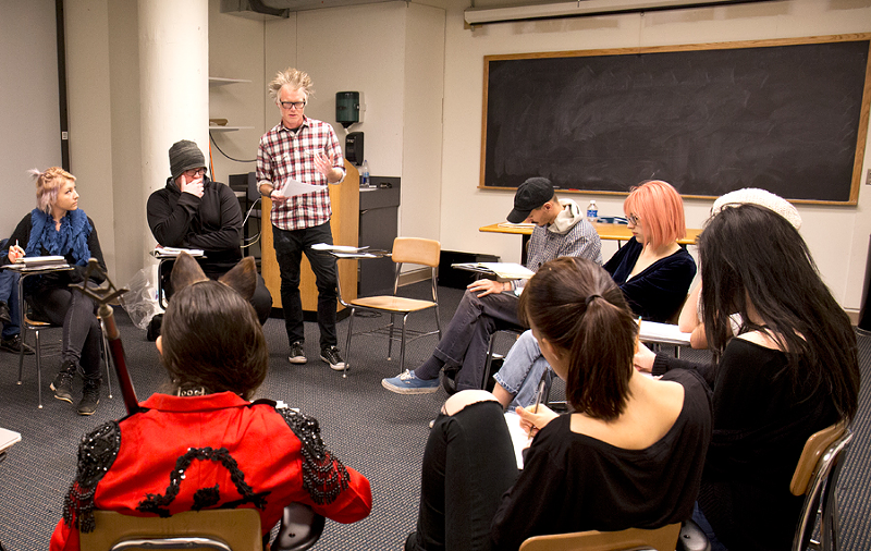 Matt Hart, standing, believes art students need to write well to articulate their vision. - Photo: Hailey Bollinger