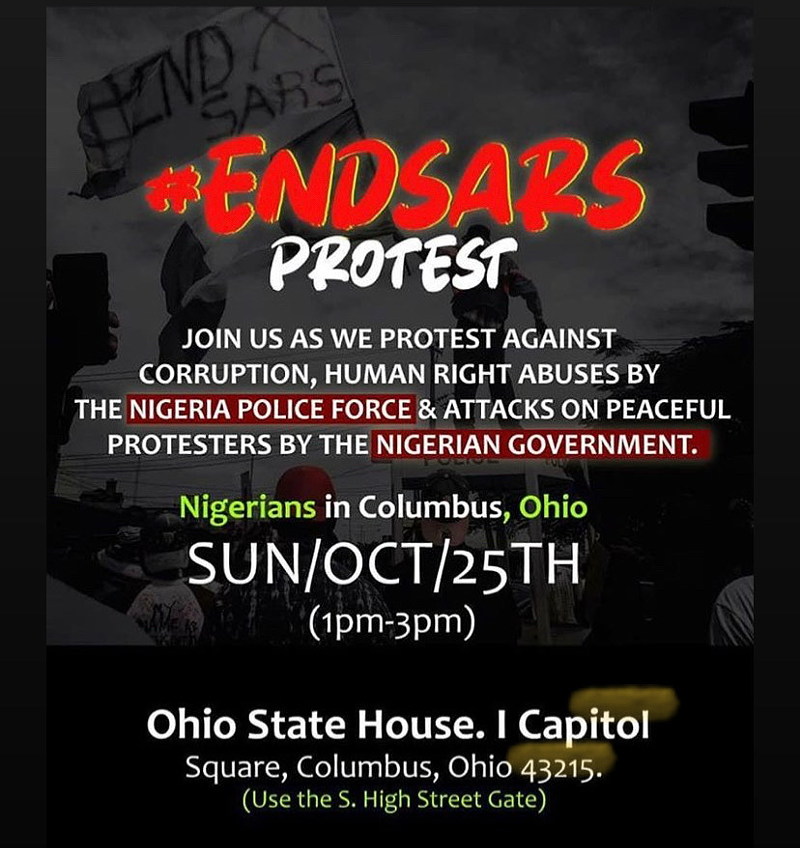 Nigerian Diaspora Gathers in Cincinnati and Surrounding Areas for #EndSARS Anti-Police Brutality Movement