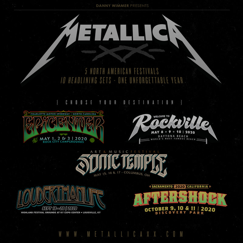 Metallica To Headline Hard Rock Fests in Columbus and Kentucky in 2020