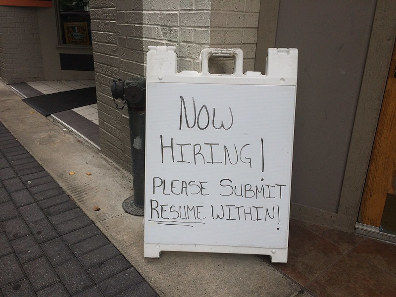 Now hiring sign - Photo: Creative Commons/stevendepolo