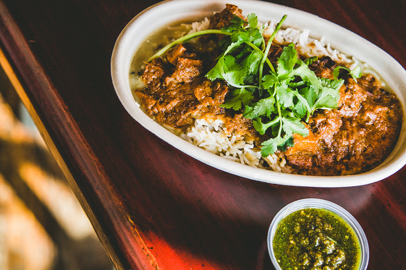 Bridges puts a Nepalese spin on dishes like chicken tikka masala. - Photo: Hailey Bollinger