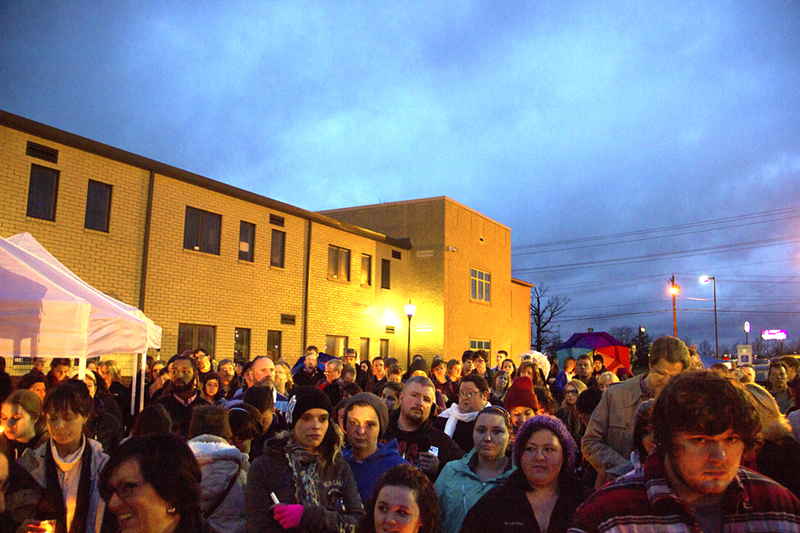 Attendees at a vigil for Leelah Alcorn at Kings High School Jan.3