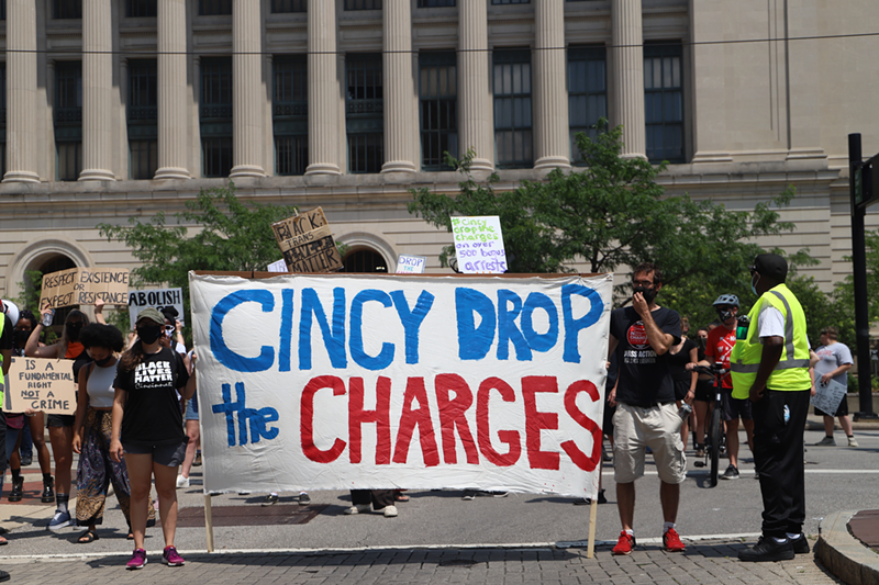 Marchers proceeding from the Hamilton County Courthouse to Cincinnati City Hall July 7 - Photo: Nick Swartsell