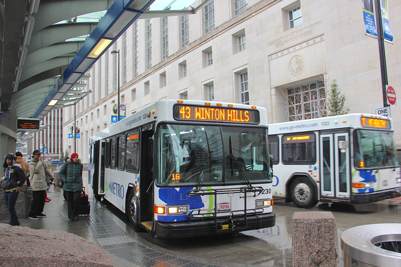 Metro buses at Government Square in downtown Cincinnati - Nick Swartsell