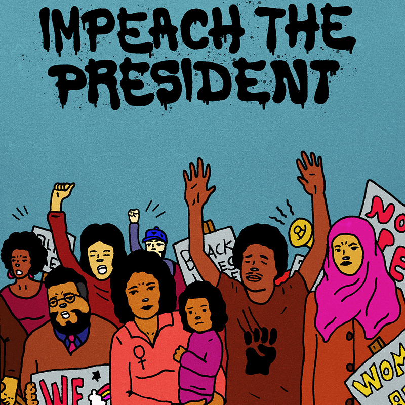 Cover of Kelly Finnigan and The Sure Fire Soul Ensemble's digital single for Colemine Records, "Impeach the President" - Photo: Colemine Records