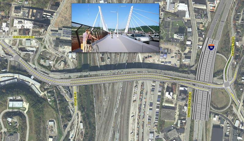 The proposed viaduct, with the shared pedestrian and bike path - Photo: Provided by City of Cincinnati