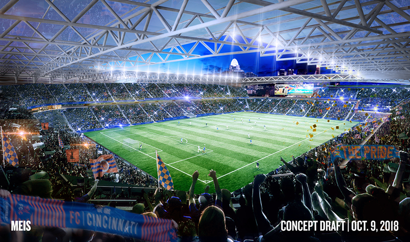 A preliminary rendering of FC Cincinnati's West End stadium - Provided