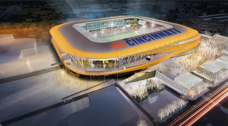 A rendering of FC Cincinnati's coming West End stadium - FC Cincinnati/MEIS