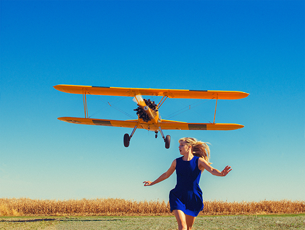 "Girl running from plane", Tyler Shields. - Courtesy of Tyler Shields/Miller Gallery