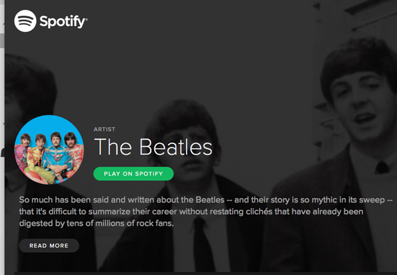 The Beatles' music came to Spotify and other streaming platforms on Christmas Eve