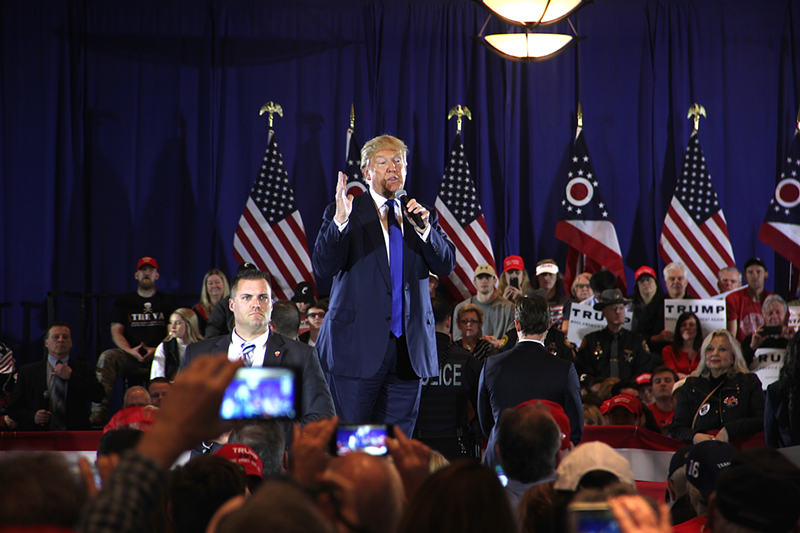Donald Trump speaks to supporters at a rally in West Chester. - Nick Swartsell