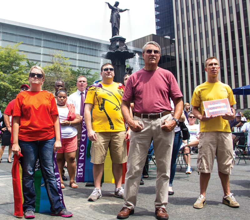 Marriage equality supporters at Fountain Square on Aug. 6
