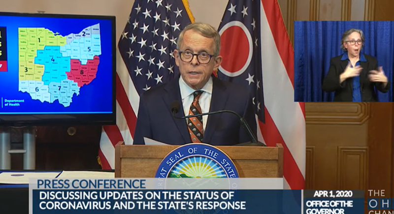 Gov. Mike DeWine is seen during a COVID-19 press conference. - Photo: Screenshot Ohio Channel YouTube