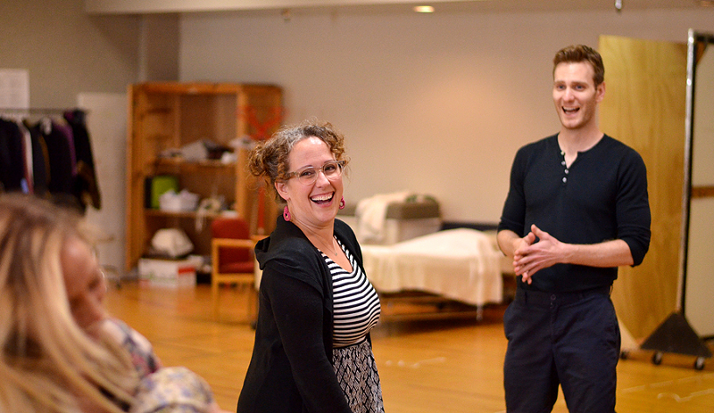 Meredith McDonough (center) with Angels in America actors - Photo: Philip Allgeier