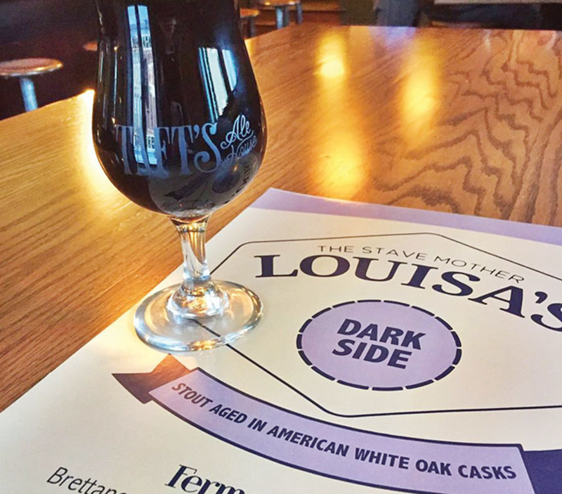 Taft's Louisa's Dark Side stout is aged in white-oak casks.