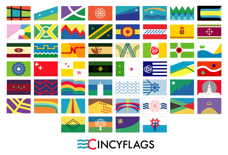 Mock-ups of all 52 flags for every district; designs are not yet finalized. - Provided by CincyFlags