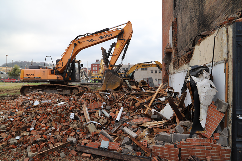 Debris from demolition on Central Avenue - Photo: Nick Swartsell