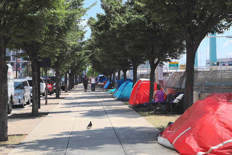 A camp where people experiencing homelessness were living in downtown Cincinnati - Nick Swartsell