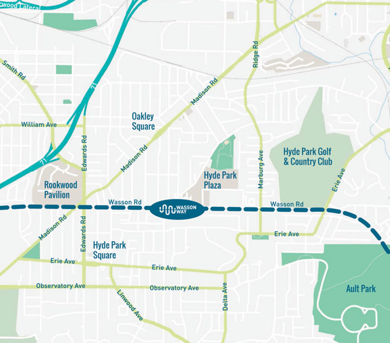 A map of part of the proposed Wasson Way bike trail.