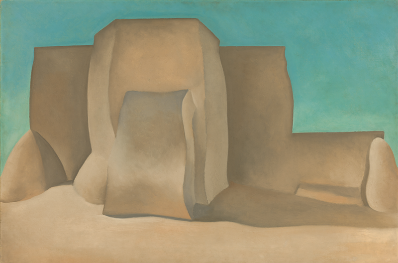 Georgia O'Keeffe, "Ranchos Church," No. II, NM, 1929, oil on canvas, 24 1/8 x 36 1/8 in., acquired 1930. - The Phillips Collection, Washington D.C.