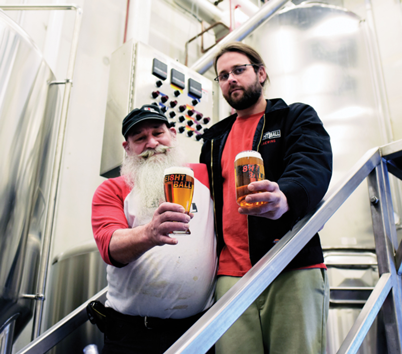 Ei8ht Ball Brewing’s famously mustachioed James “Peanut” Kahles and master brewer Mitchell Dougherty