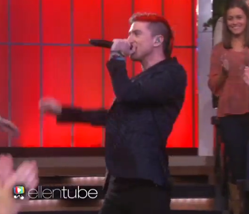 Walk the Moon singer Nicholas Petricca dances in the audience during the band's 'Ellen Show' appearance