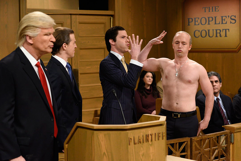 Alec Baldwin (left) plays a dense President Trump in an SNL skit. - Photo: Courtesy of NBC