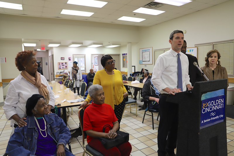 At the OTR Senior Center, P.G. Sittenfeld announces a proposal that would add funding for seniors to the city's human services funding process - Nick Swartsell