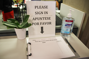 The sign-in sheet at the Hamilton County courthouse's new help center for Municipal Court parties - PHOTO: JAMES McNAIR