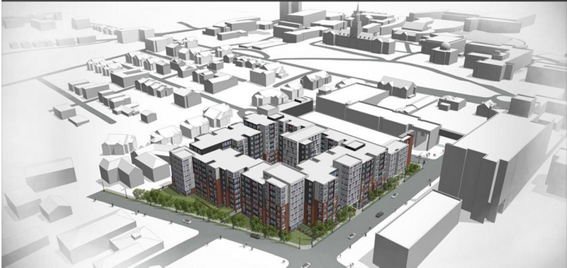 A proposed new development across from University of Cincinnati's campus would build 350 units of student housing.
