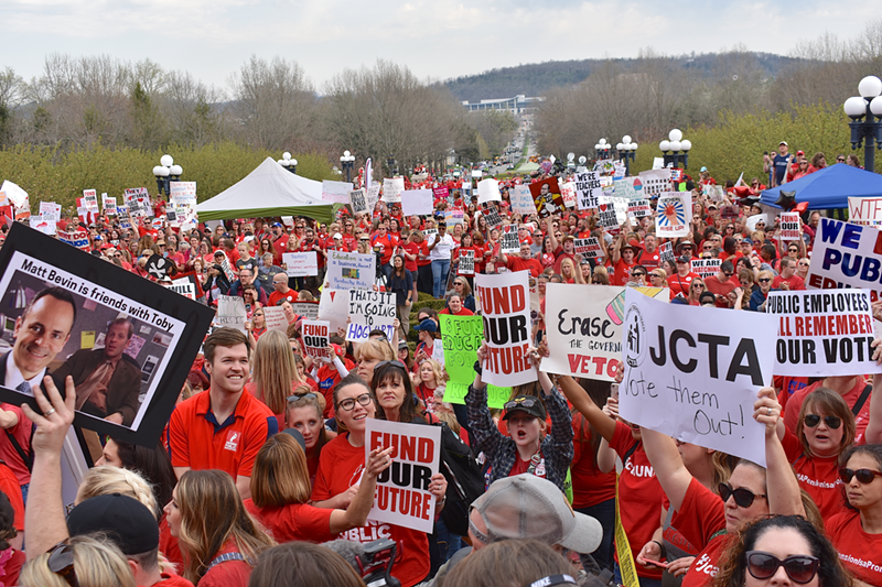 Kentucky teachers protest in Frankfort April 13. - McKenzie Eskridge