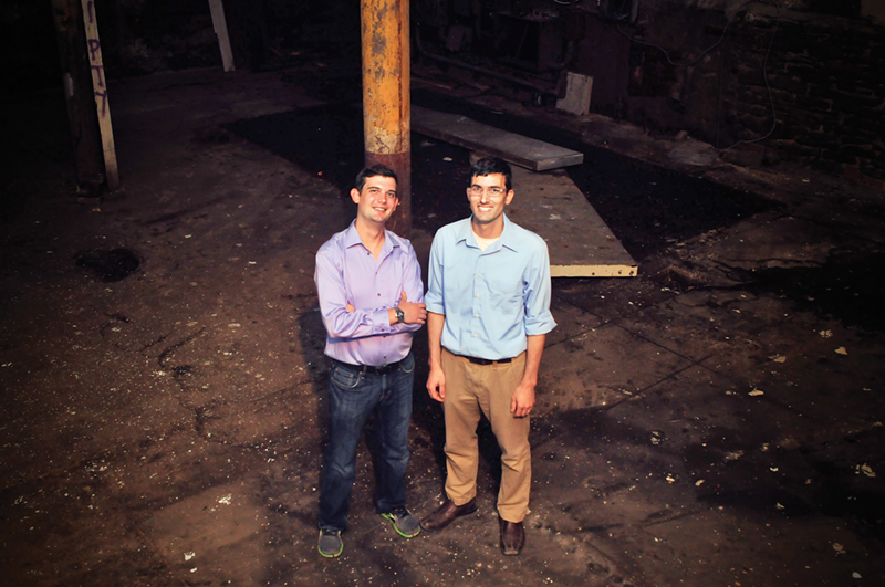 Dominic Marino (L) and Scott Hand (R) stand in what will one day be Grayscale’s concert performance space.