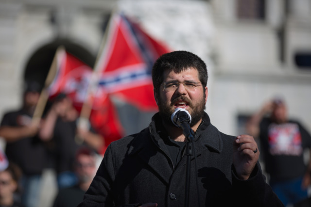 White nationalist leader Matthew Heimbach speaking at a 2016 rally in Pennsylvania. Heimbach's Traditionalist Worker Party was once a prominent white nationalist group, but reportedly dissolved last year. - Photo: Paul Weaver
