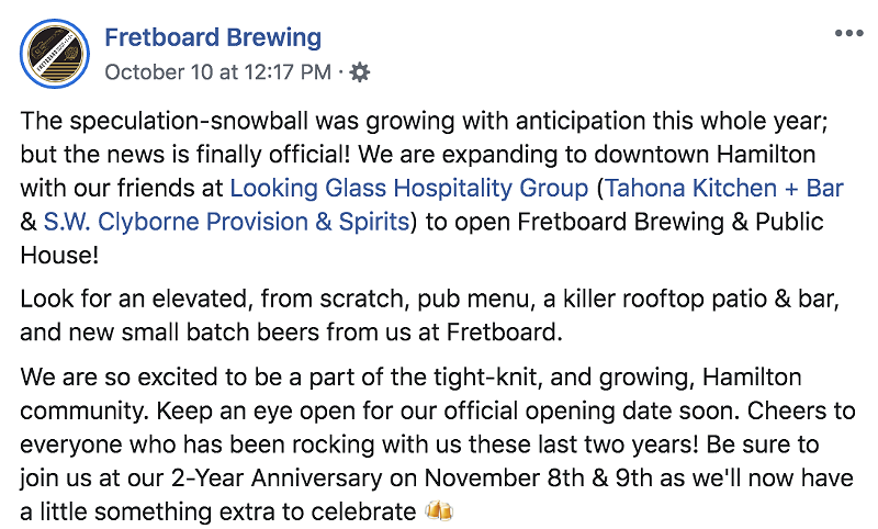 Fretboard Brewing & Public House to Open in Downtown Hamilton