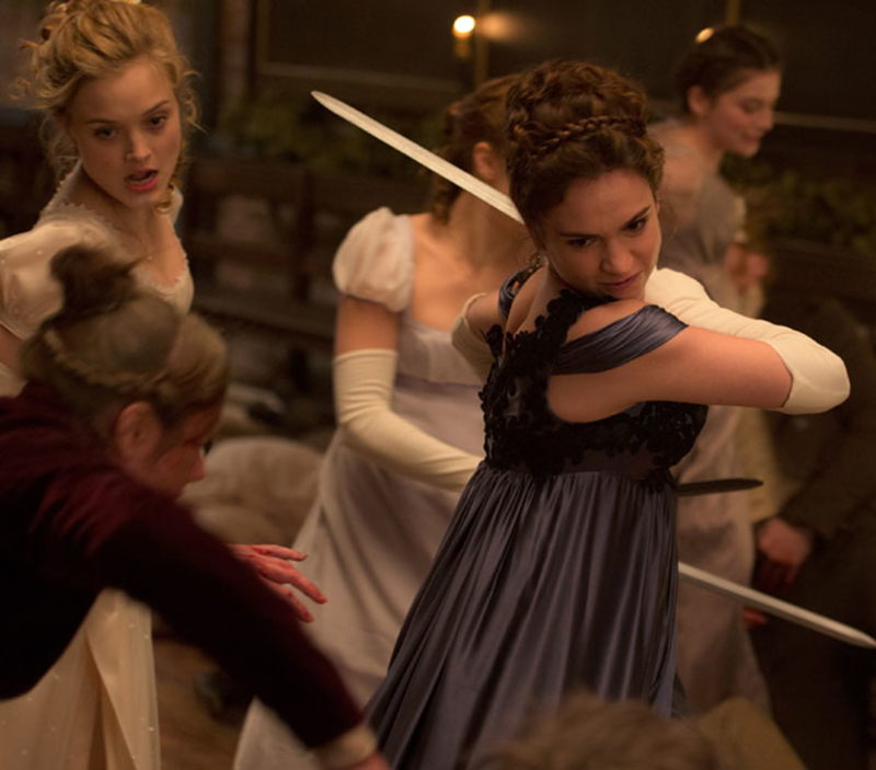 Bella Heathcote and Lily James in 'Pride and Prejudice and Zombies'